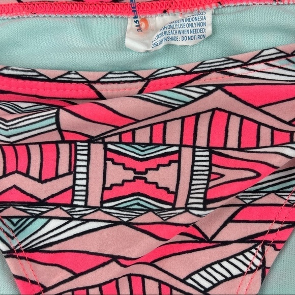 O'rageous Bikini Bottom Girls Medium Pink Green Tie Sides - Picture 8 of 8